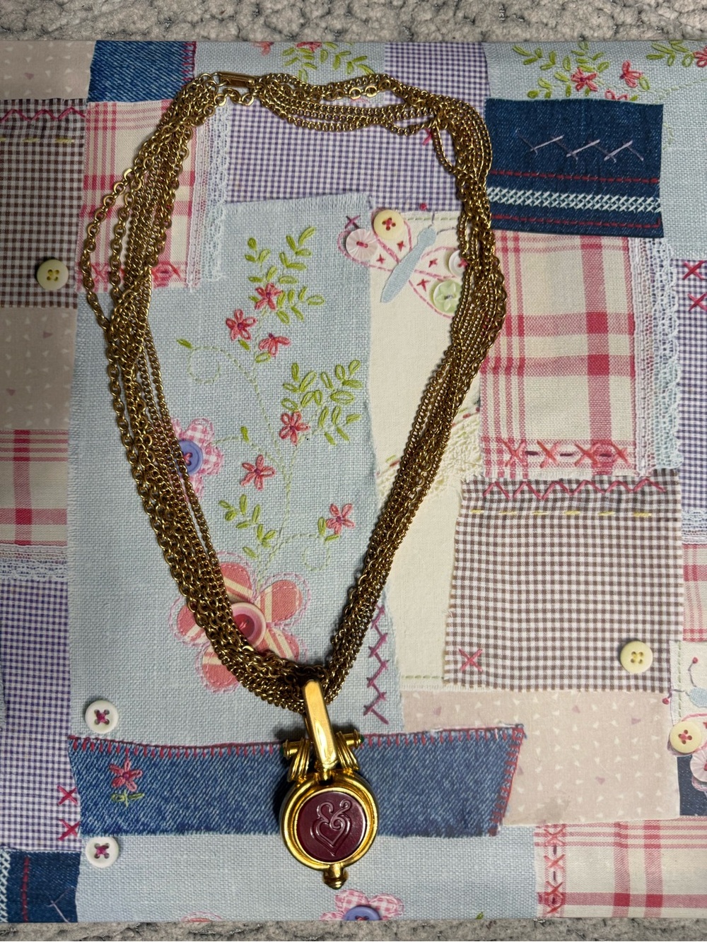Vintage TOVA Beverly Hills Perfume Powder Pendant with 22” Gold-Tone Necklace